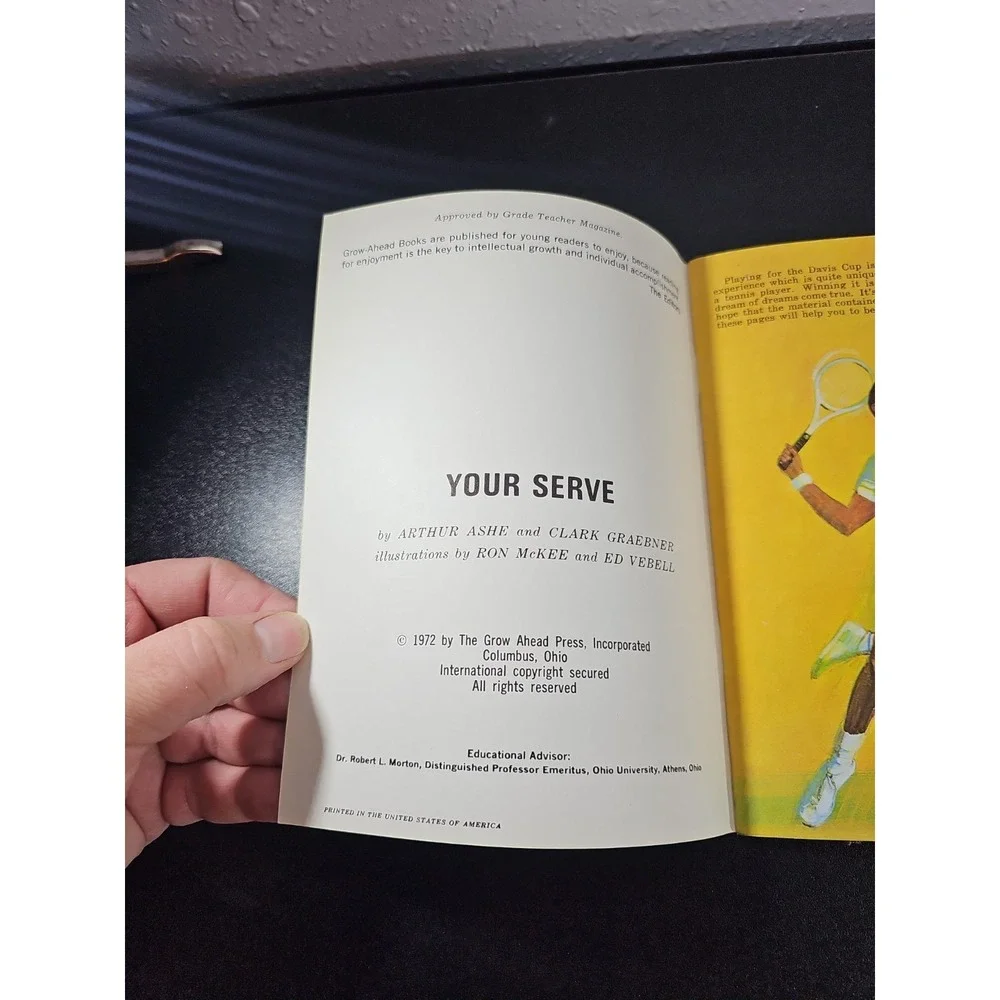 YOUR SERVE---ARTHUR ASHE and Clark Graebner‎ 1972 Grow Ahead Books TWA Airlines